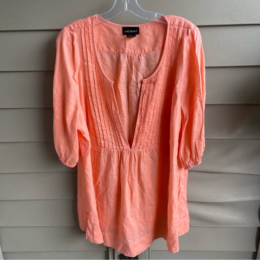 Lane Bryant Peach Pintuck Tunic Top
